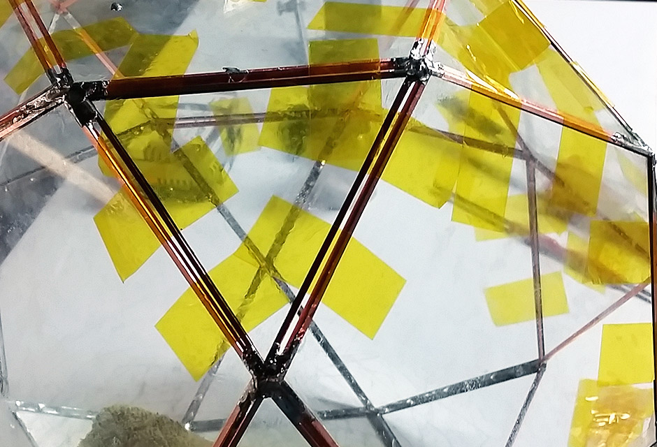 using kapton polyimide hight temperature tape top build out the icosidodecahedron before soldering